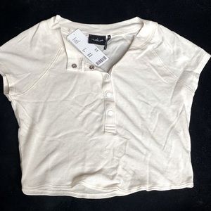 Urban Outfitters ivory/cream short sleeve button shirt